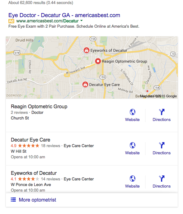 The new Google 3-Pack only shows three listing on local search results. 